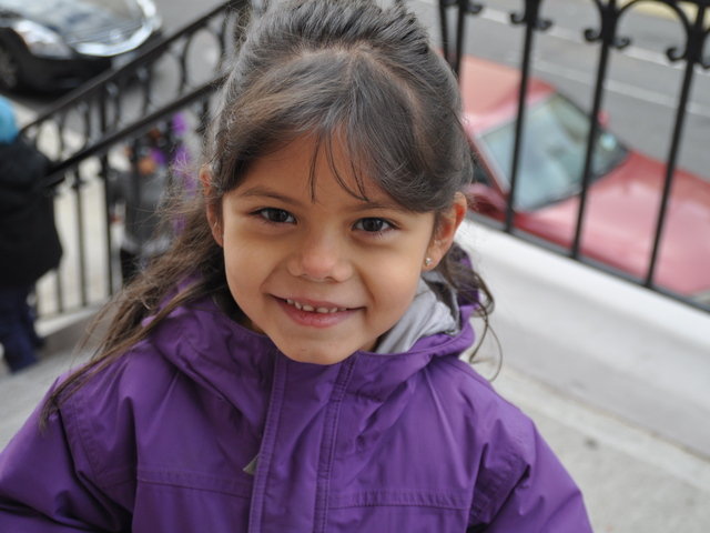 <p>Madison Murray, 6, prepared for a day at P.S. 132 in 2012.</p>
