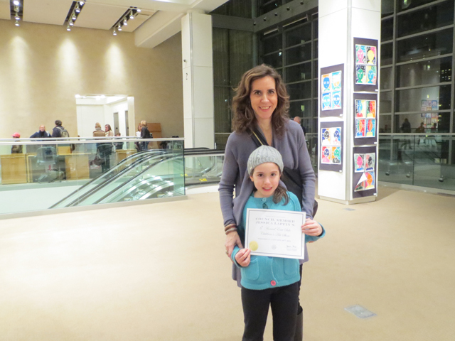 <p>Sydney Calzavara, who is almost nine, didn't understand why her mom was so excited to see her artwork on display.</p>
