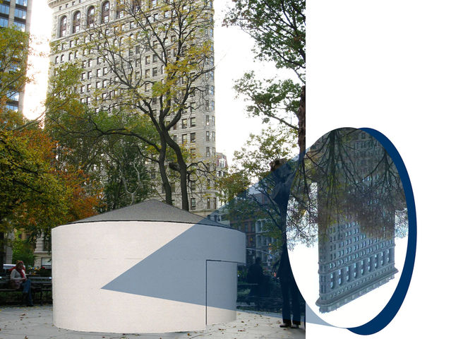 <p>A rendering of Sandra Gibson and Luis Recoder's "Topsy-Turvy: A Camera Obscura Installation" in Madison Square Park.</p>
