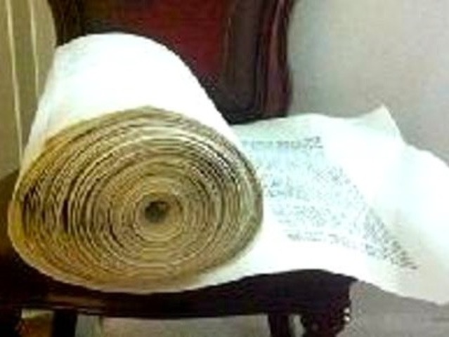 <p>This $30,000 torah was inside of a car when it was stolen in January 2013, police said.</p>
