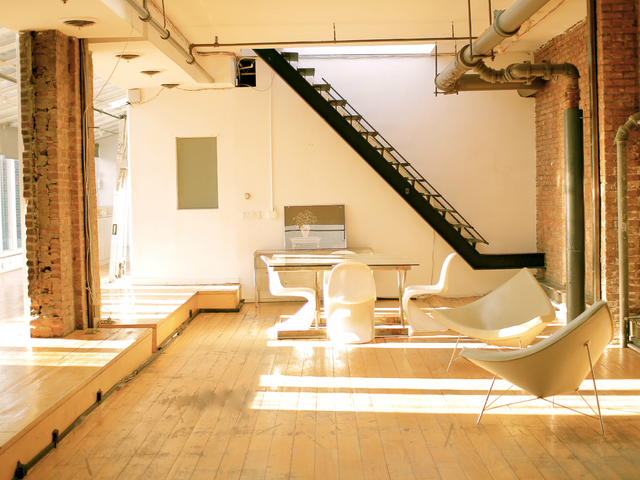 <p>The penthouse, located on the top floor of a commercial building at Fifth Avenue and East 14th Street, has been divided to accommodate about 20 individual offices.</p>

