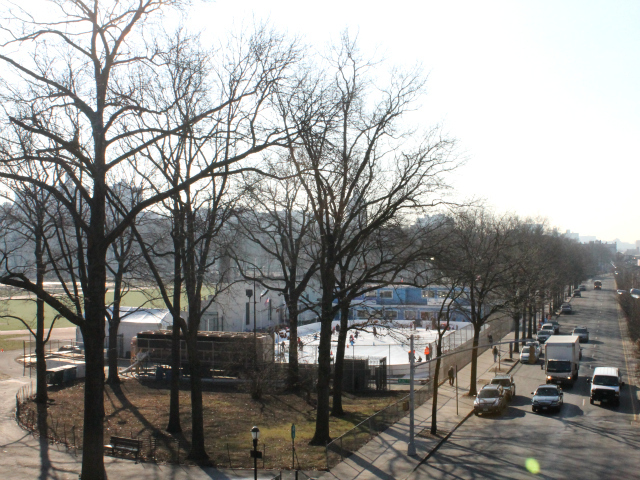 <p>The children learned to skate, and slide, on the ice.</p>
