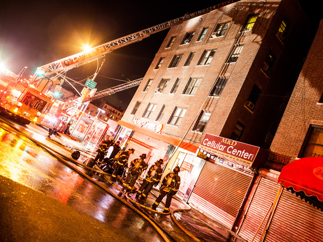 <p>A fire raced through an Amsterdam Avenue apartment building in Washington Heights late Wednesday Jan. 23, 2013.</p>
