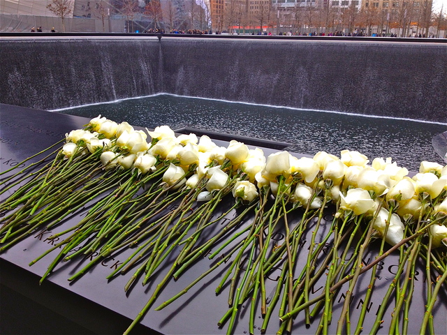 <p>White roses are left atop names of the six victims killed during the 1993 World Trade Center bombings. The 20th anniversary of the tragedy was commemorated at the 9/11 Memorial on February 26, 2013.</p>
