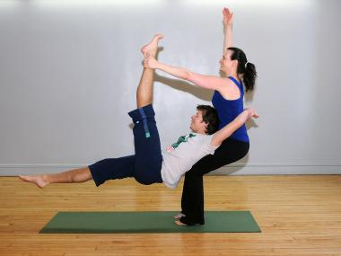 Fitness instructor Sheryl Dluginski takes AntiGravity and AcroYoga classes throughout Manhattan on Jan. 24, 2013, and instructors at the Chelsea studio Holding Space demonstrate aerial yoga moves.