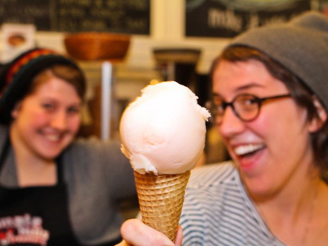 <p>Prosecco and grapefruit sorbet with a twist of lemon and a hint of ginger, at Ample Hills Creamery.</p>
