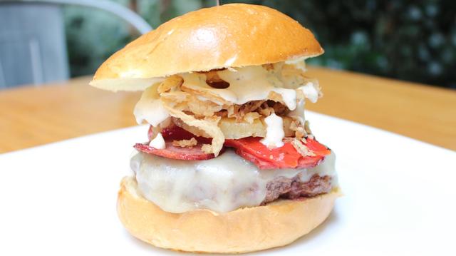 <p>Maui Wowie burger at Bareburger.</p>
