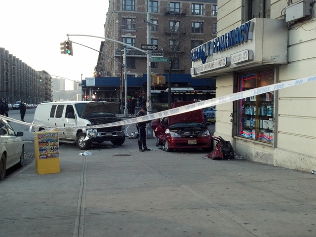 <p>Two vehicles collided at Broadway and 135th Street Feb. 6, 2013.</p>
