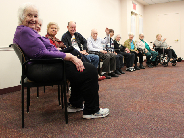 <p>Beatrice Ringel, 87, played the bachelor's presumed mom &mdash; and the woman who ultimately would become his wife in Carnegie East House's most recent musical. Pictured here, alongside Ringel, is the rest of the cast.</p>
