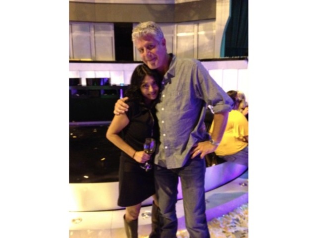 <p>Chef Diane DiMeo and Anthony Bourdain, a celebrity chef and judge on "The Taste."</p>
