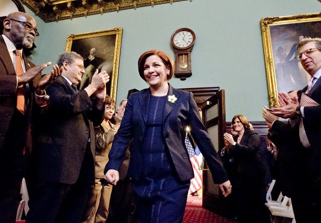 <p>Christine Quinn delivered her final State of the City speech on Feb. 11, 2013.</p>
