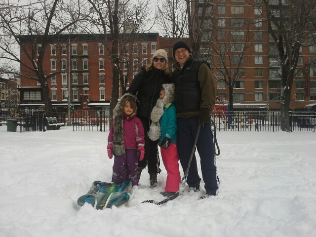 <p>Marc Trevino and his wife, Camille Orme, played in ABC with their daughters Clara and Rowan on Saturday, Feb. 9 2013 after Snowstorm Nemo hit the city.</p>
