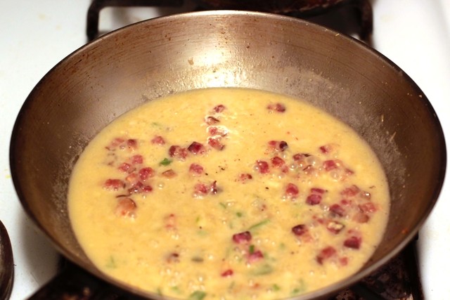 <p>The mustard sauce with bacon imparts a smoky flavor to the salmon as a play on traditional smoked salmon.</p>
