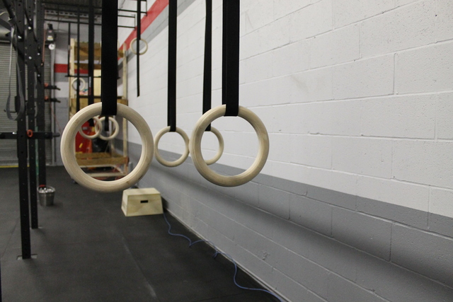 <p>Gymnastics rings at CrossFit Gantry, a new gym that opened in February 2013 at 10-20 47th Road in Long Island City. CrossFit programs stress high intensity workout movements and constant variety.</p>
