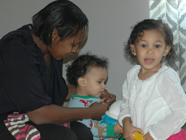 <p>Danielle Dubeau with children Hanae and Sayuri. Danielle speaks French to her daughters, and their father, Nathan, speaks Japanese to them.</p>
