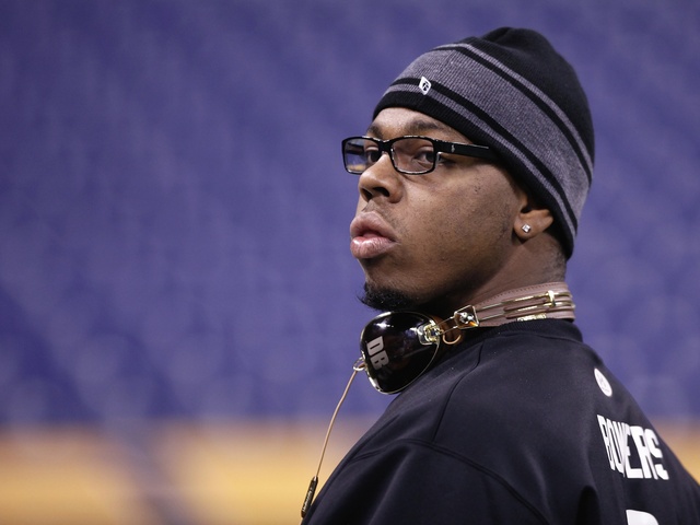 <p>Defensive lineman Da'Quan Bowers of Clemson looks on during the 2011 NFL Scouting Combine at Lucas Oil Stadium on Feb. 28, 2011 in Indianapolis, Indiana.</p>
