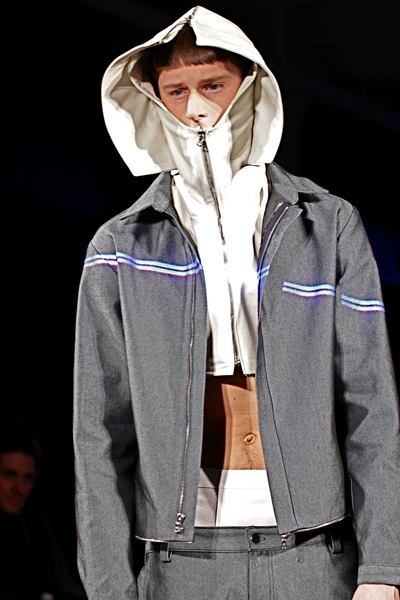 <p>Cropped hooded jacket and sharp tailored zip front jacket with matching pants</p>
