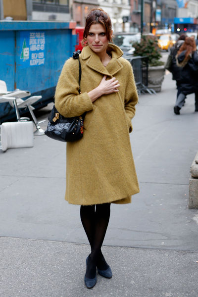 <p>Lake Bell outside the Marchesa show at the New York Public Library, Wednesday, February 13, 2013.</p>
