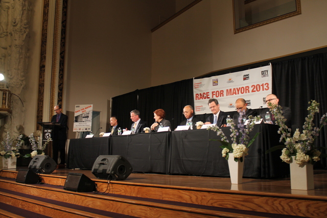 <p>Most of the candidates for mayor gathered for a debate targeted at low-income New Yorkers in Harlem on Feb. 28, 2013.</p>
