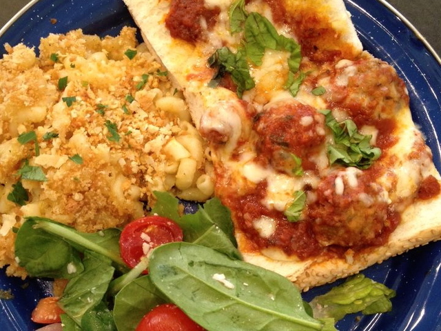 <p>Meatball parmesan and macaroni and cheese at The Elbow Room, which is opening a location at 229 Flatbush Ave.</p>
