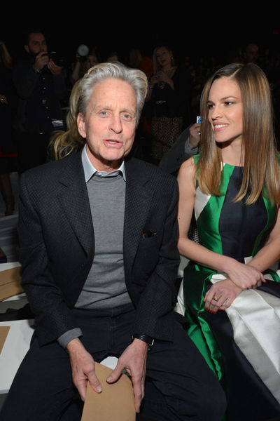 <p>Michael Douglas and Hilary Swank at the Michael Kors show at Lincoln Center, Wednesday, February 13, 2013.</p>
