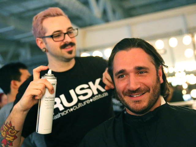 <p>Sergio Fernandez de Cordova, co-founder of Innovators fund, gets his hair done for the Michael Fenici runway show.</p>
