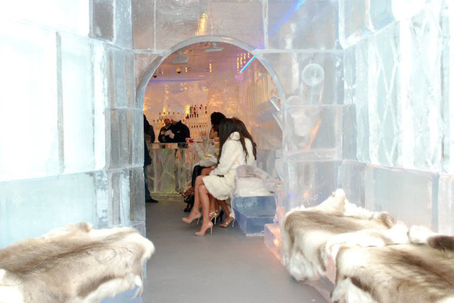 <p>Minus5 Ice Bar has two locations in Las Vegas, pictured here, and it's opening its third at the Hilton New York in Midtown Manhattan in March 2013. Virtually every aspect of the bars are made from ice, from the tables and drink glasses to the benches and walls.</p>
