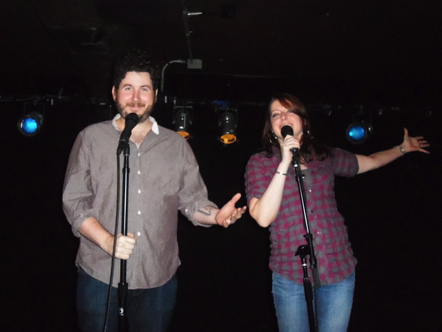 <p>Monologue Jam hosts J.F. Harris and Erin Conroy.</p>
