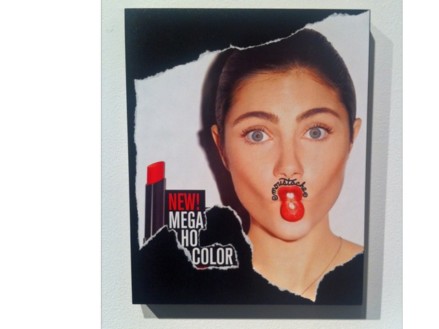 <p>Patrick Waldo tags advertising posters with "moustache" scrawled across a muse's upper lip</p>
