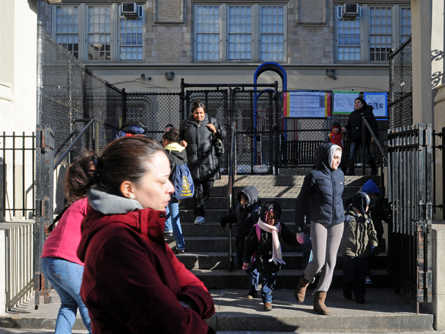 <p>Parents picked their kids up at P.S. 33 in The Bronx Feb. 21, 2013 after a man tried to abduct a student nearby.</p>
