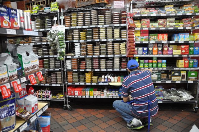<p>An array of teas, coffees and spices from all over the world at Sahadi's.</p>
