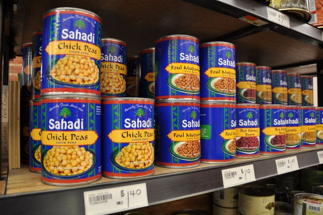<p>Sahadi's brand of canned goods at their Atlantic Avenue store.</p>
