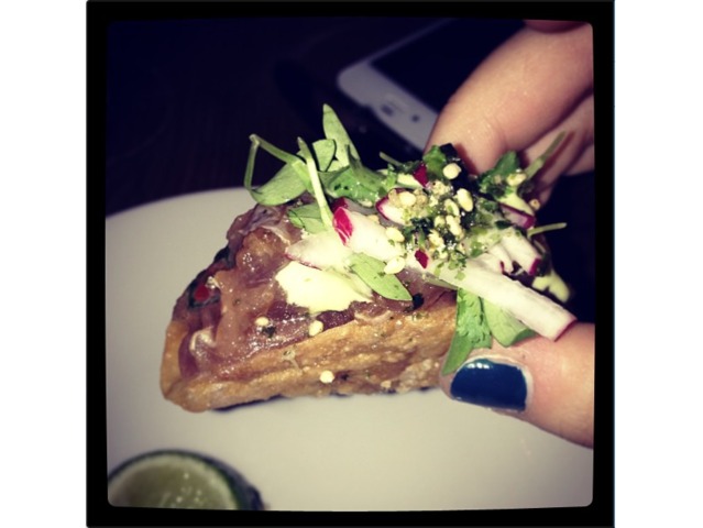 <p>@estherzysk: Tuna taco</p>
