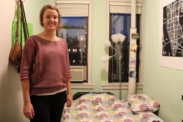 <p>Elin Nilsson, the Molinari family's au pair from Sweden, in her small bedroom.</p>
