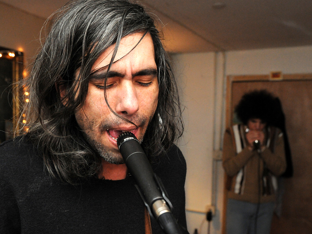 <p>Lead singer and VietNam founder Michael Gerner jams with his new lineup in Greenpoint, Brooklyn before they start their national tour, Feb. 26, 2013.</p>

