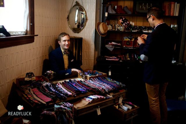 <p>Fine & Dandy's handmade ties at Wedding Crashers 2012.</p>
