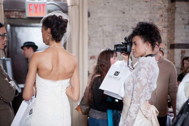 <p>Models from Michelle New York dressed in the designers gowns, at Wedding Crashers 2012.</p>
