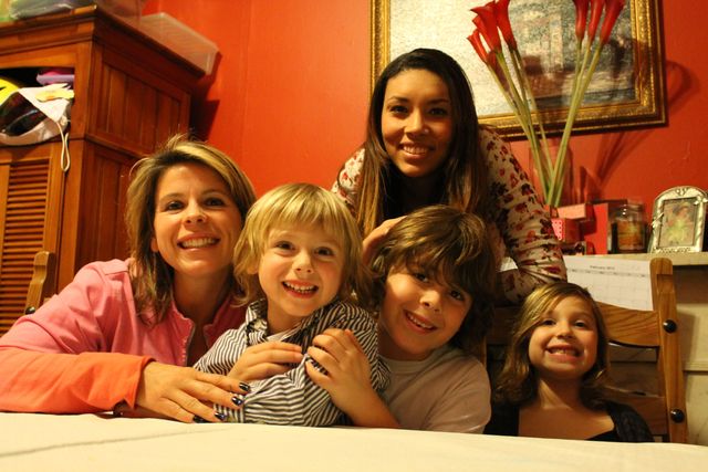 <p>The Treitler&nbsp;Family poses with their au pair Dora Freitas, who is from Brazil.&nbsp;</p>
