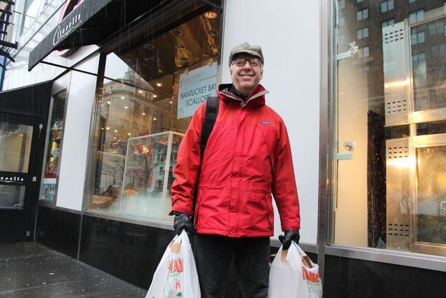<p>Daniel Allentuck said he was proud of his several layers of marino wool and ready for the storm.&nbsp;</p>
