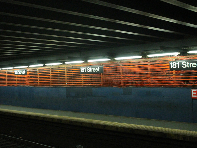 <p>Metals beams currently support the ceiling of the 181st Street subway station, with partially collapsed in 2009.</p>
