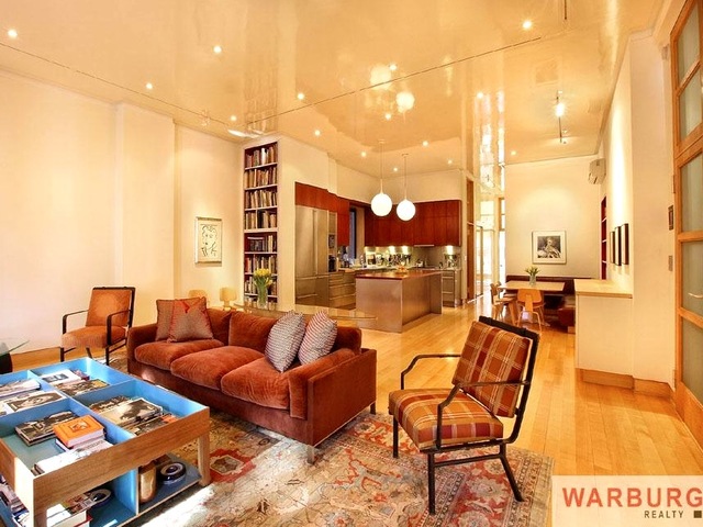 <p>The floor-through, second-story home is full of custom details by designer Nick Dine, like a lacquered ceiling.&nbsp;</p>
