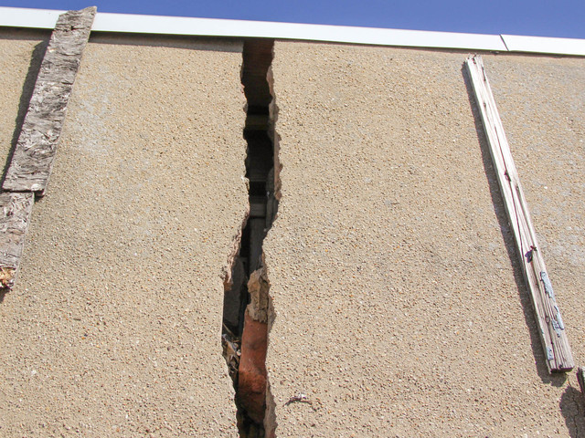<p>Jessica Abouabdallah said the crack on the back of 776 New Dorp Lane got larger after the storm, and now the wood from the roof is visible, March 5, 2013.</p>
