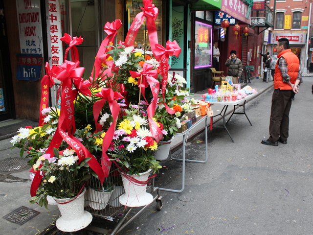 <p>Props line Doyers Street ahead of filming for "The Amazing Spider-Man 2."</p>
