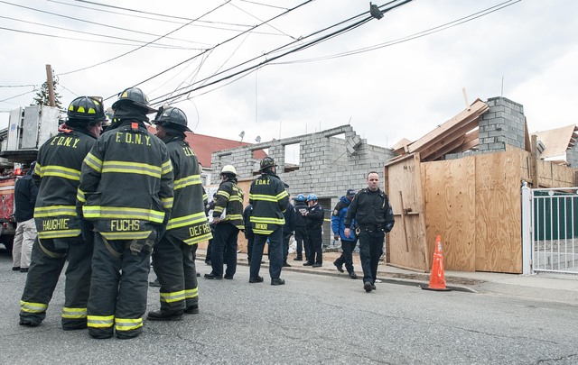 <p>Two workers were injured in a building under construction on East 95th Street in Canarsie suffered a collapse on March 22, 2013.</p>
