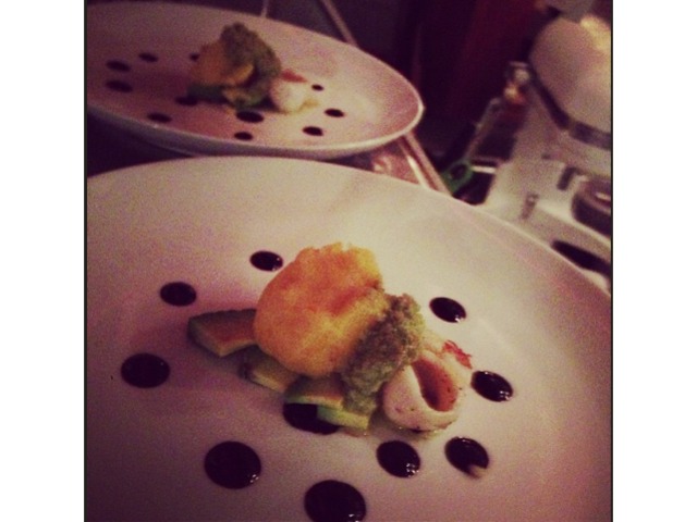 <p>@tamyrofe: Causa with calamari and chocolate balsamic #comodomenu valentines special</p>
