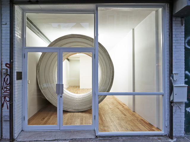 <p>A metal pipe in the the tiny JTT Gallery on the Lower East Side has some locals wondering how it got through the doors.</p>
