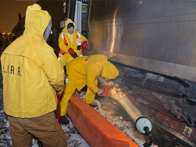<p>Several commuter trains were canceled, and others delayed, while crews worked to repair damaged track after a derailment Monday March 18, 2013</p>
