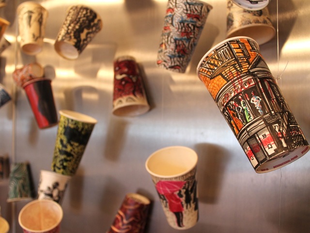 <p>Painter Gwenyth Leech turns the everyday into art by painting her coffee cups with scenes from the city.</p>
