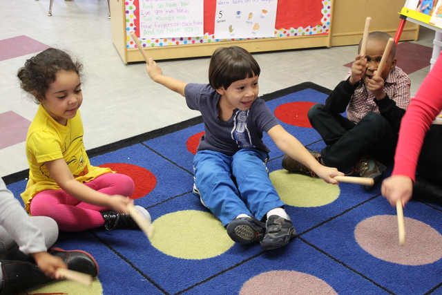 <p>Students learn about rhythm at the Hudson Guild.</p>
