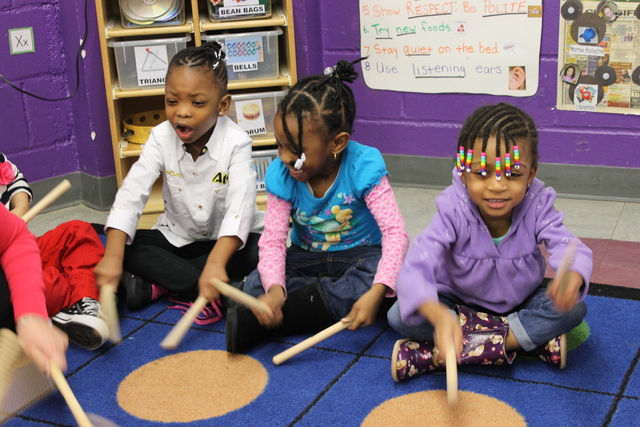 <p>Students learn about rhythm at the Hudson Guild.</p>
